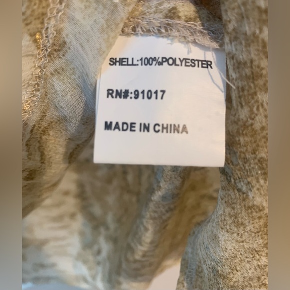 Solataire Swim Tunic Cover Up Light Snakeskin Pattern w Gold 3/4 Sleeves Size L - Picture 6 of 6